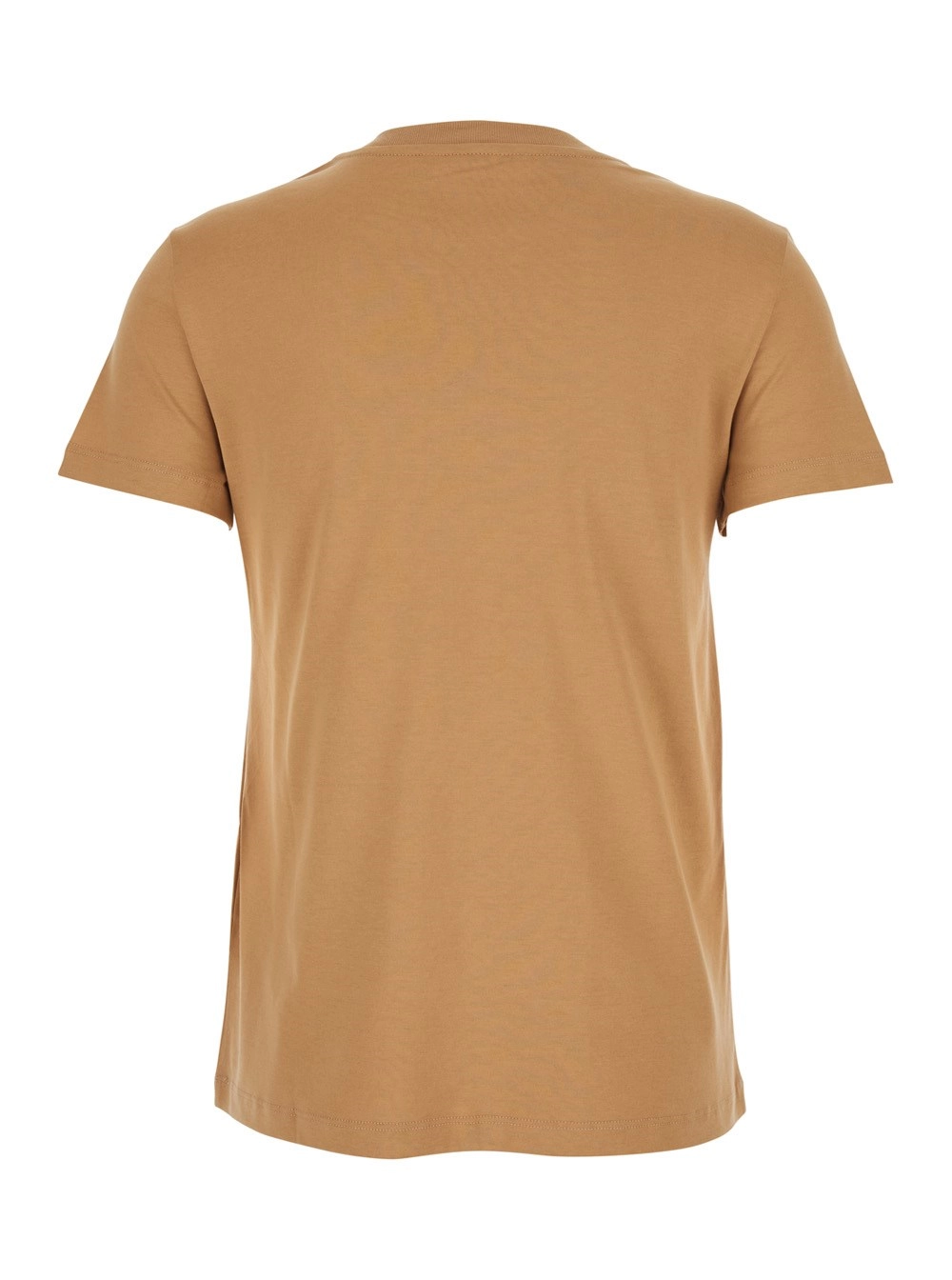Max Mara T-Shirt 'Papaia' Girocollo con Tasca Applicata con Ricamo Logo sul Fronte in Cotone Beige Donna, view 2