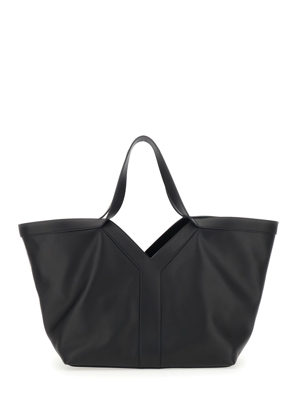 Saint Laurent Borsa a Spalla con Chiusura con Gancio e Due Manici Superiori in Pelle Nera Donna
