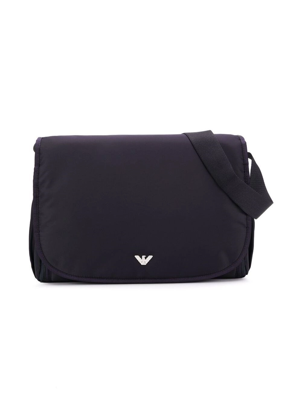 Emporio armani kids Borsa a Tracolla 'Mummy Bag' con Logo Frontale in Nylon Blu Baby