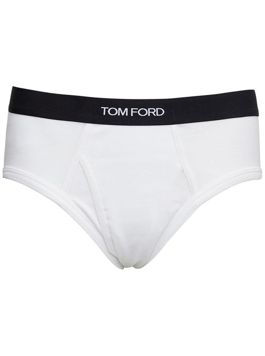 Tom Ford Slip Bianchi di Cotone con Logo