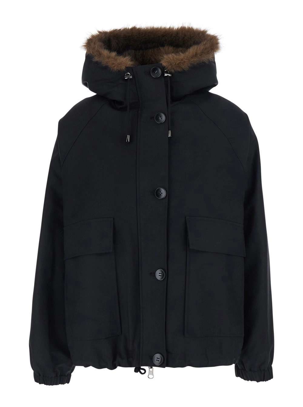Valentini 1972 Parka reversibile con cappuccio e due tasche applicate sul fronte in cotone verde donna