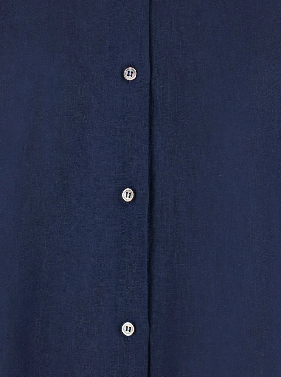 Leplain Camicia con Colletto Classico e Maniche Lunghe in Lino Blu Donna, view 3