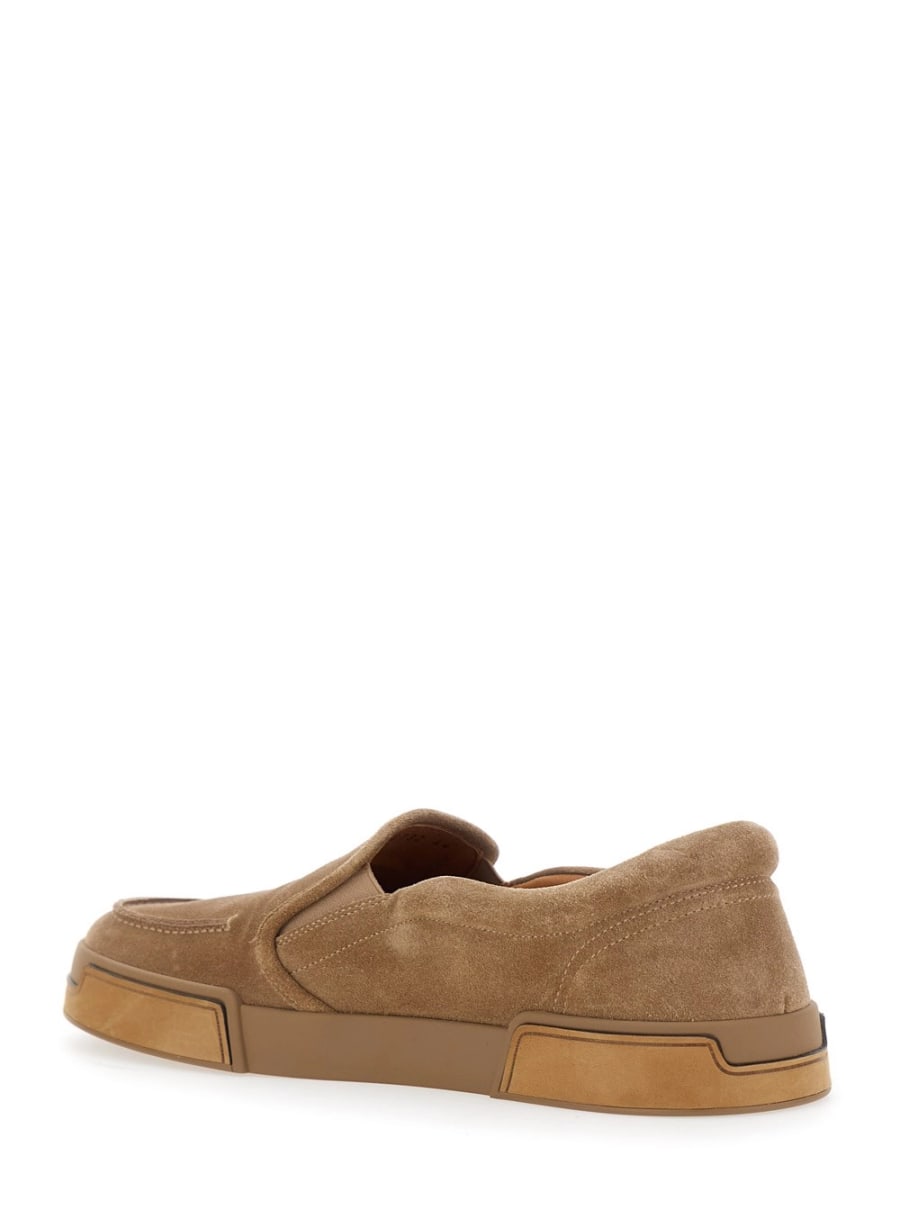 Dolce & Gabbana Sneaker 'Portofino' con Logo Lettering sulla Suola in Pelle Scamosciata Marrone Uomo, view 3
