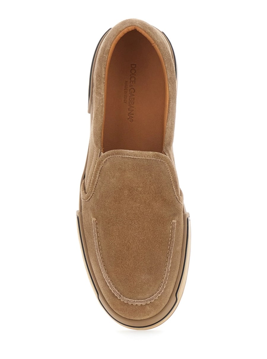 Dolce & Gabbana Sneaker 'Portofino' con Logo Lettering sulla Suola in Pelle Scamosciata Marrone Uomo, view 4