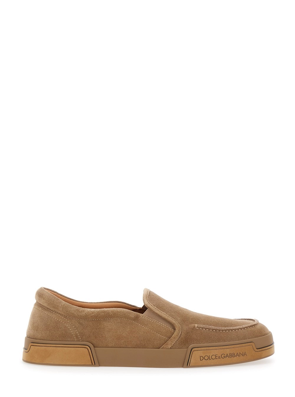 Dolce & Gabbana Sneaker 'Portofino' con Logo Lettering sulla Suola in Pelle Scamosciata Marrone Uomo