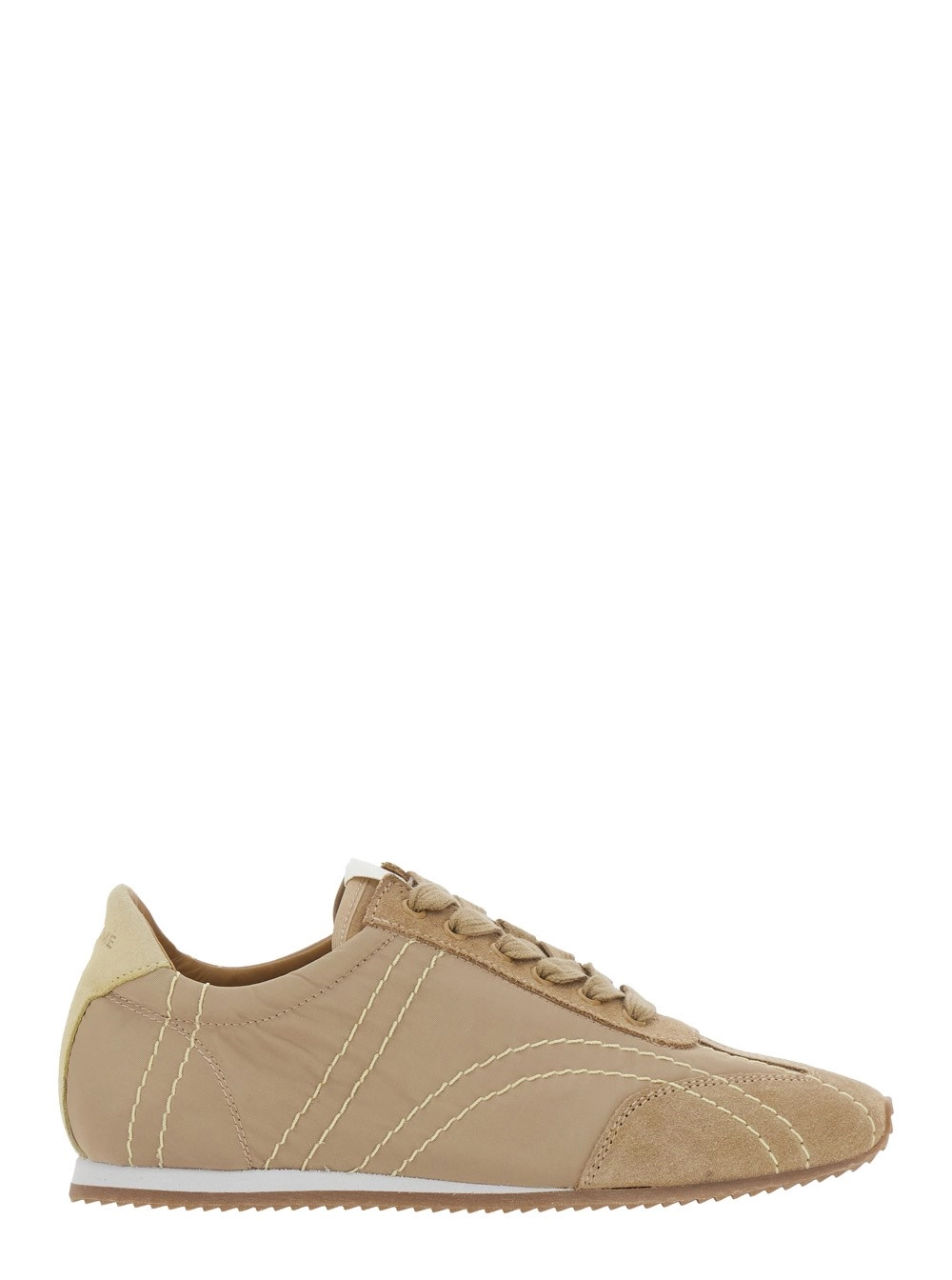 Toteme Sneakers 'Flex' Low Top con Chiusura con Lacci in Pelle Scamosciata Beige Donna
