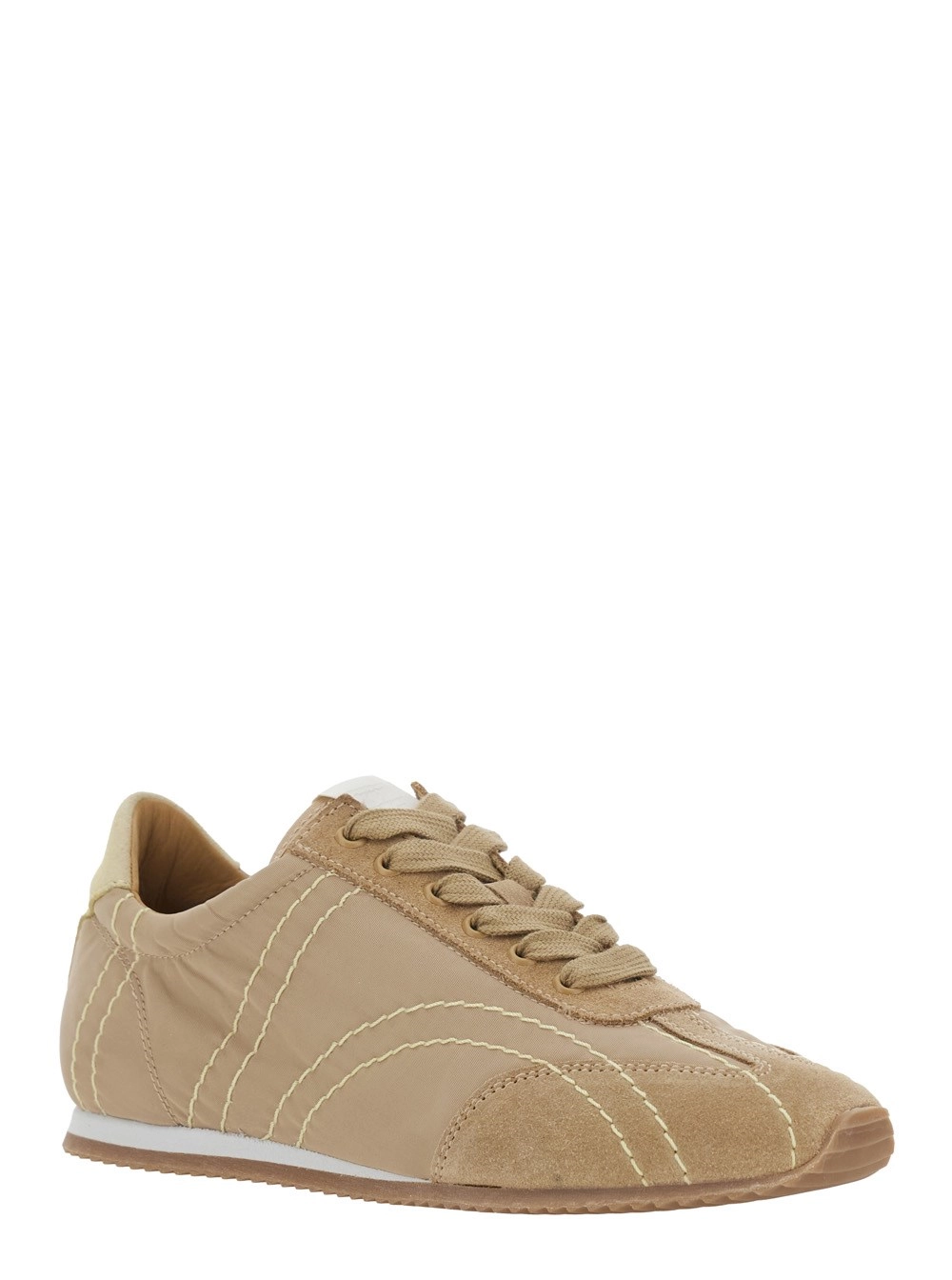 Toteme Sneakers 'Flex' Low Top con Chiusura con Lacci in Pelle Scamosciata Beige Donna, view 2
