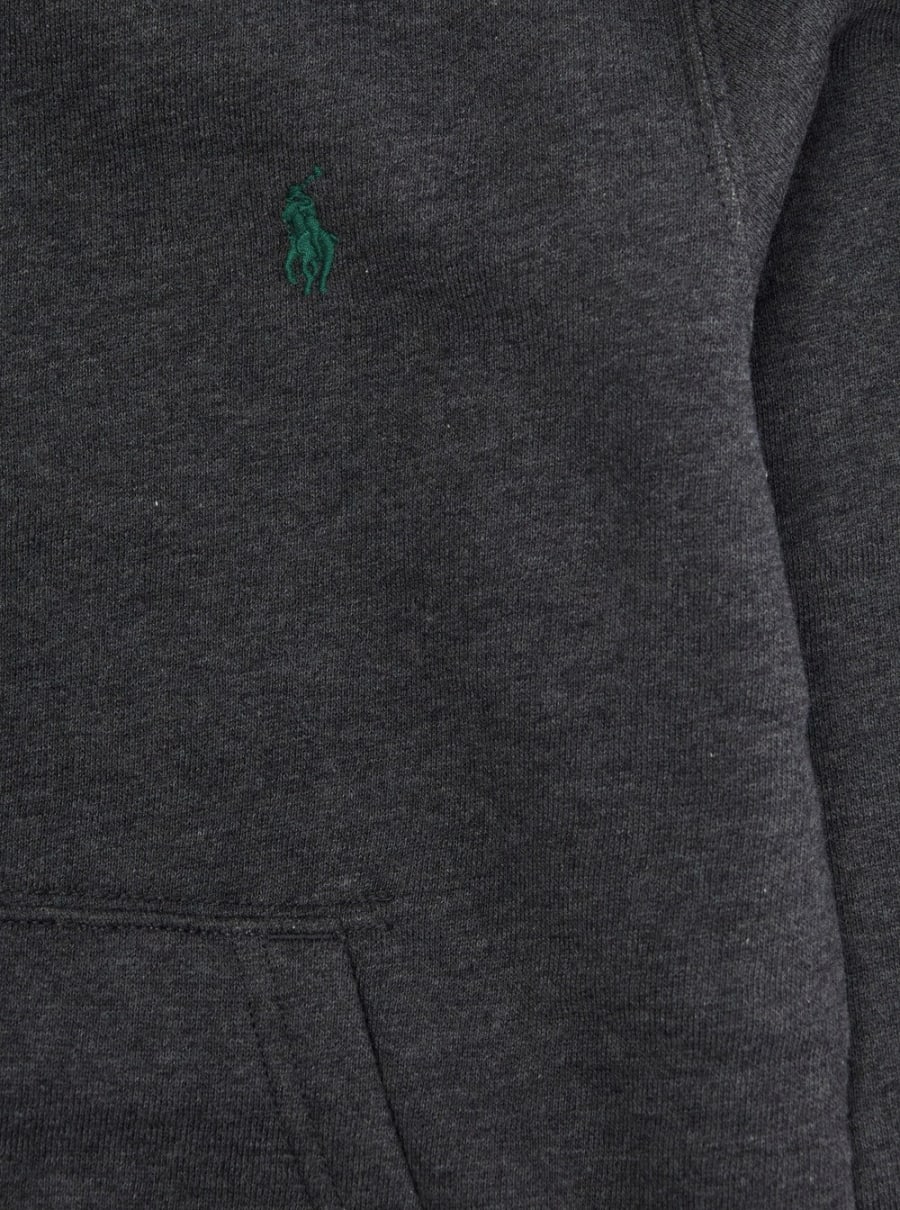 Polo ralph lauren kids Felpa con Cappuccio Fisso e Ricamo Cavallino sul Fronte in Misto Cotone Grigia Bambino, view 3