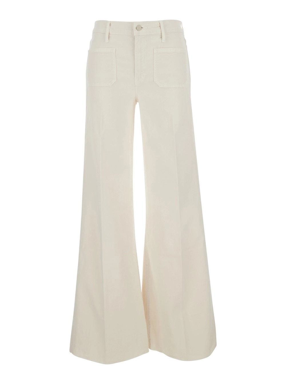 Mother Jeans 'The Patch Pocket Twister Fray' con Quattro Tasche Applicate in Denim Bianchi Donna