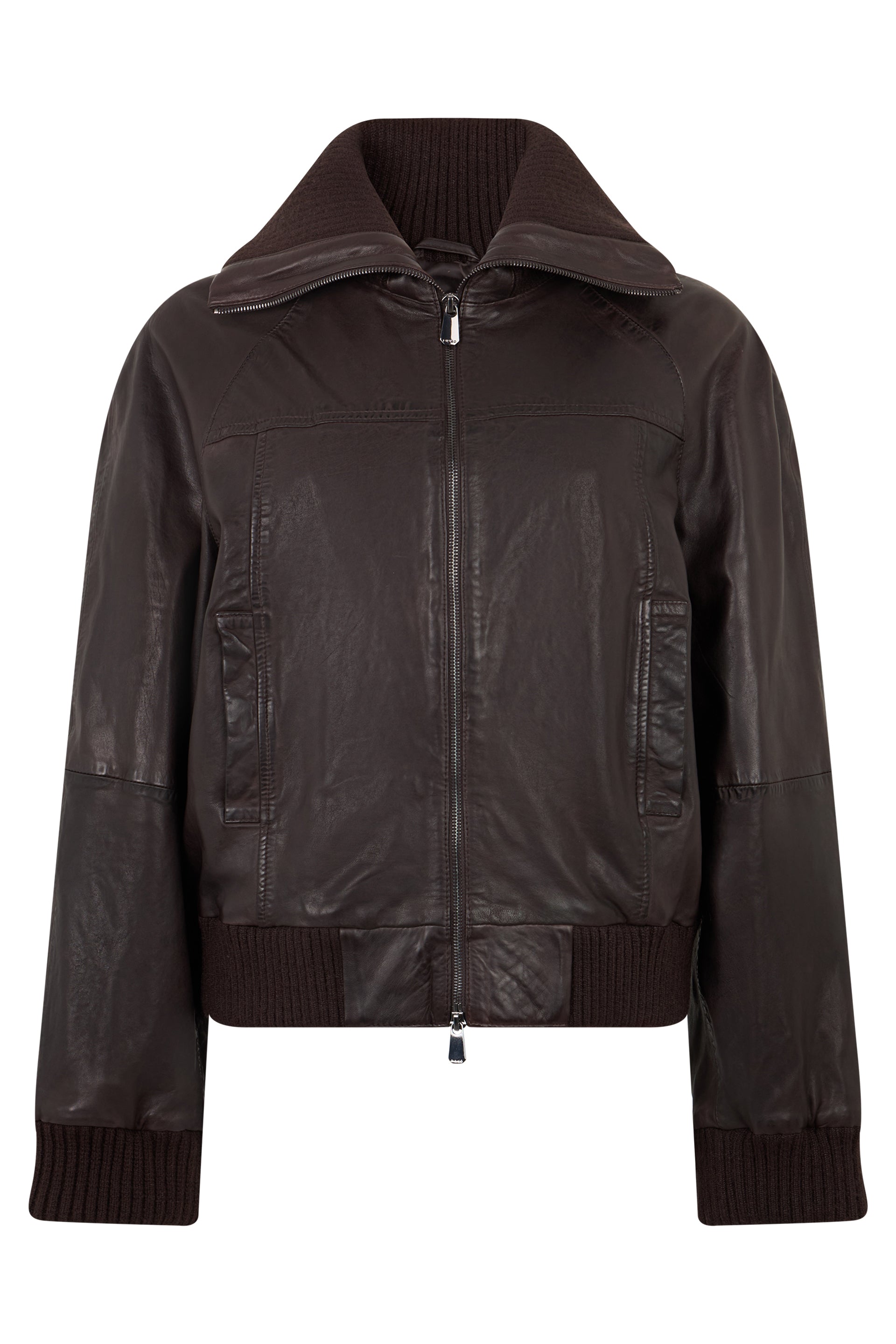 Pinko Giacca in pelle con inserti in maglia