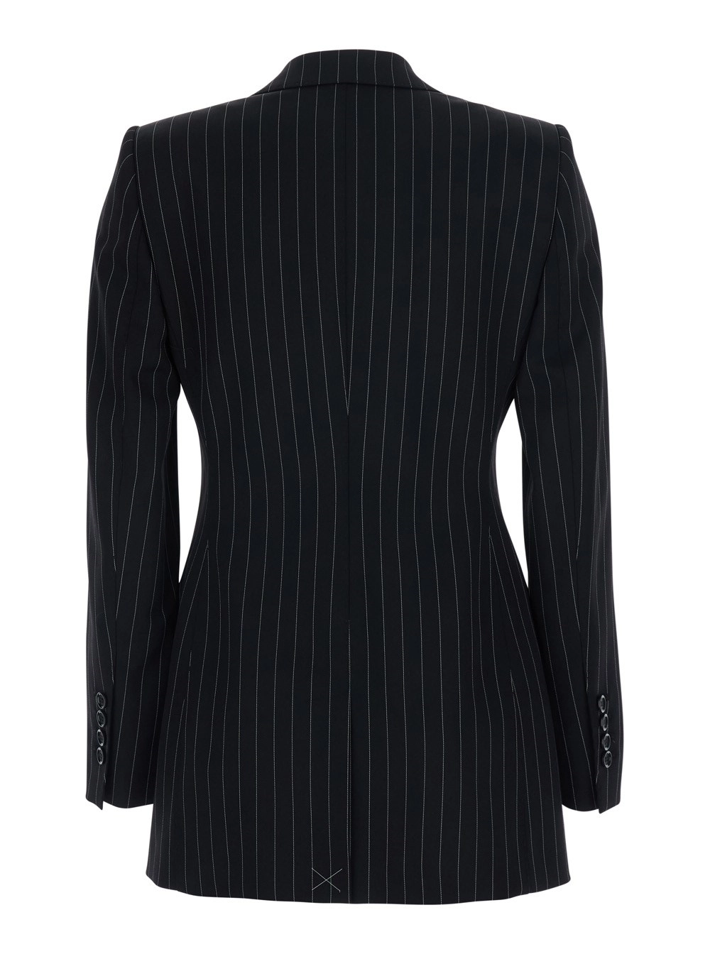 Dolce & Gabbana Blazer con motivo a righe all-over e revers classici in lana nero donna, view 2
