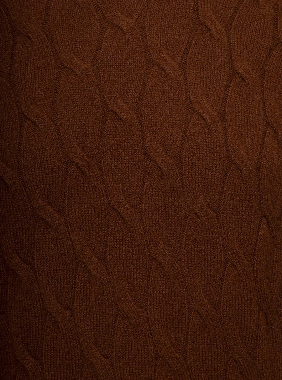 Gaudenzi Maglioncino con lavorazione a treccia in lana e cashmere marrone uomo, view 3