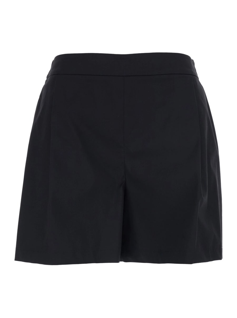 Leplain Shorts con Vita Semi Elasticizzata e Chiusura Laterale in Misto Cotone Neri Donna
