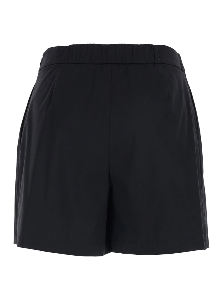 Leplain Shorts con Vita Semi Elasticizzata e Chiusura Laterale in Misto Cotone Neri Donna, view 2