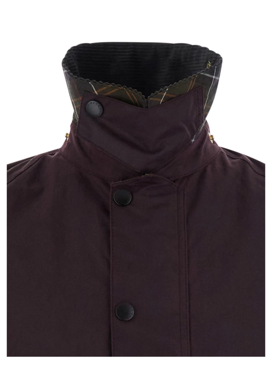 Barbour Giubbotto 'Beaufort' con colletto a coste e polsini con motivo Check in cotone bordeaux uomo, view 3