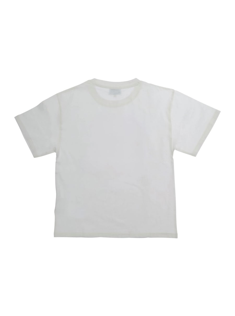 Kenzo kids T-Shirt Girocollo con Stampa Logo sul Fronte in Cotone Bianca Bambino, view 2