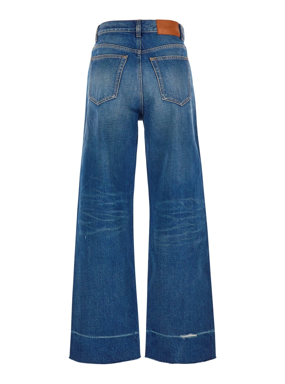 Chloé Jeans con effetto slavato e patch logo sul retro in denim Blu donna, view 2
