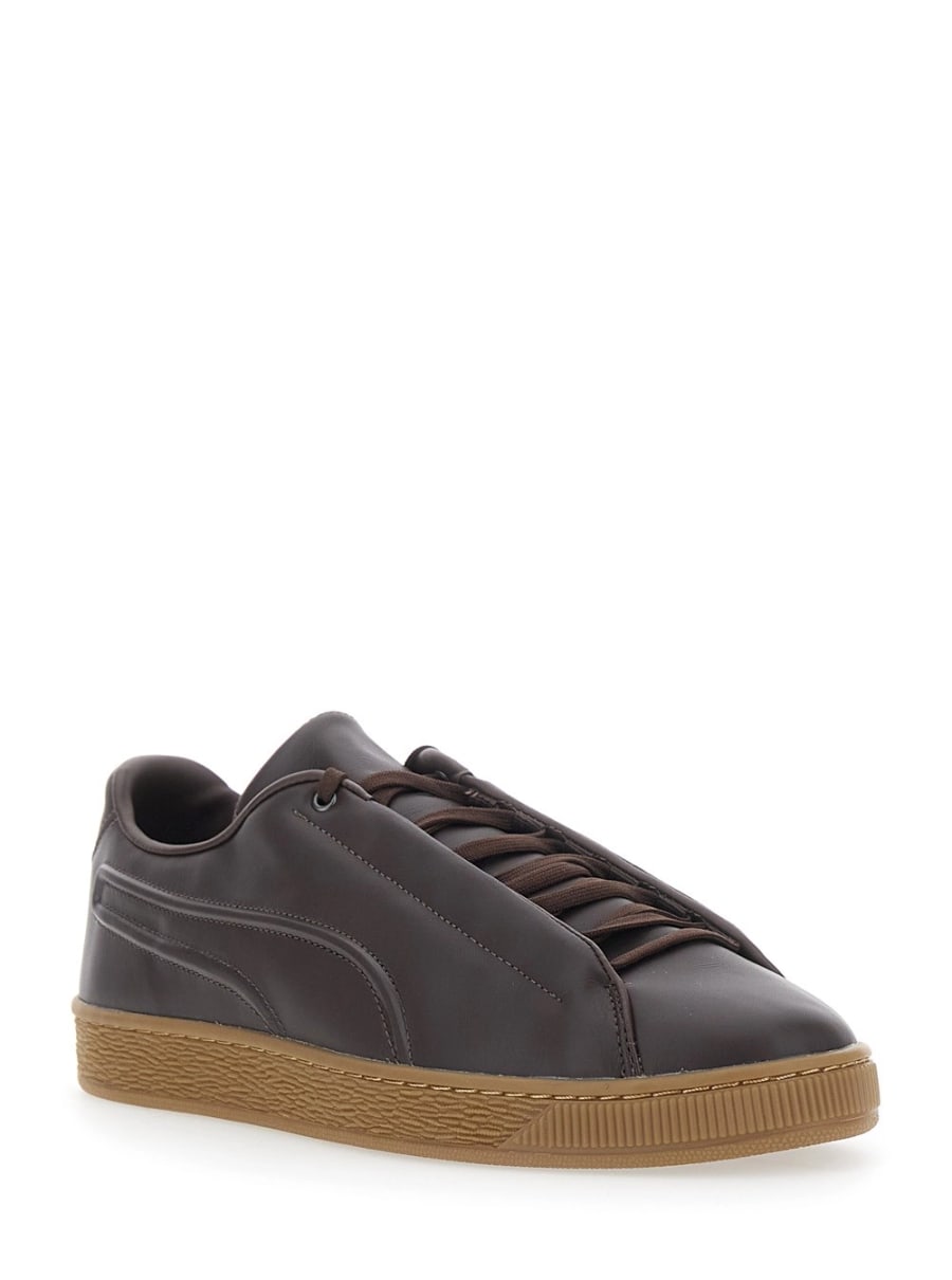 Puma Sneakers low top con lacci sul fronte in pelle marroni uomo, view 2