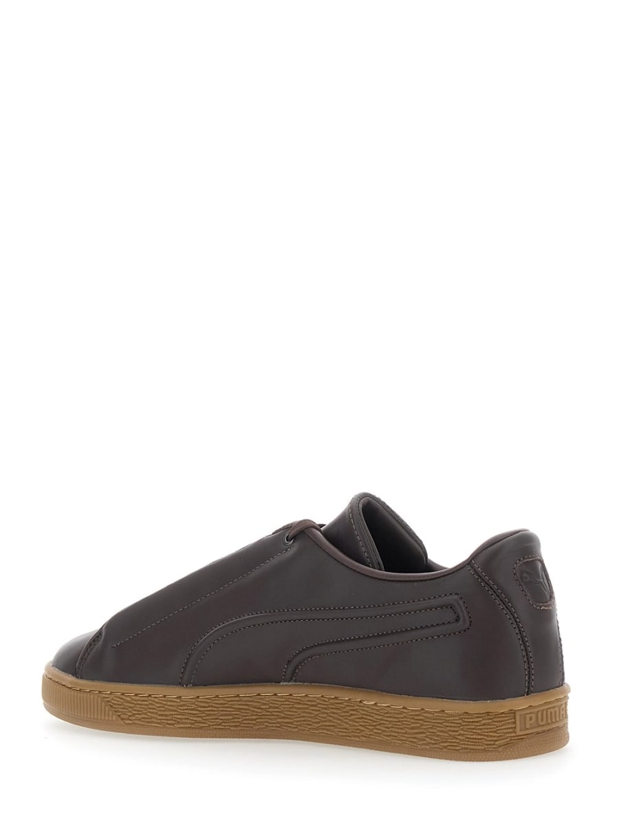Puma Sneakers low top con lacci sul fronte in pelle marroni uomo, view 3