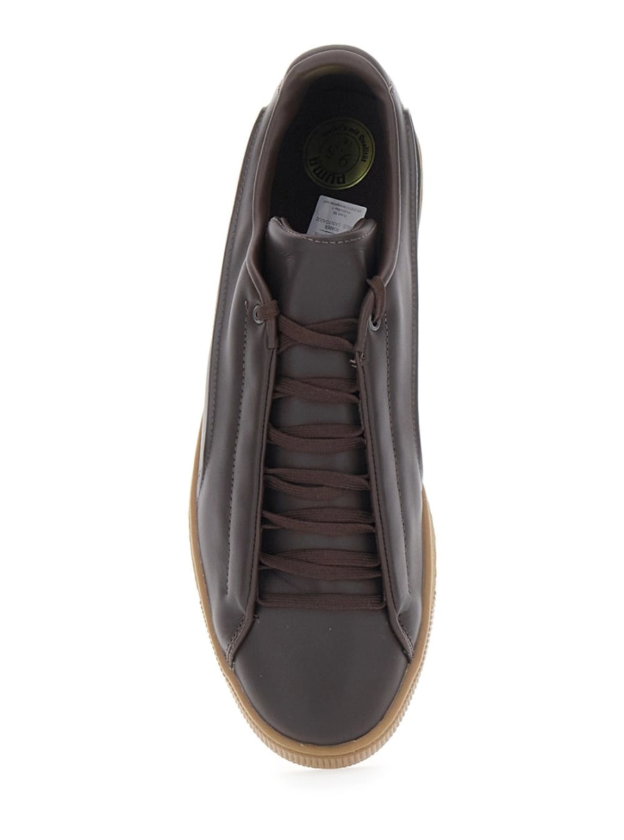 Puma Sneakers low top con lacci sul fronte in pelle marroni uomo, view 4