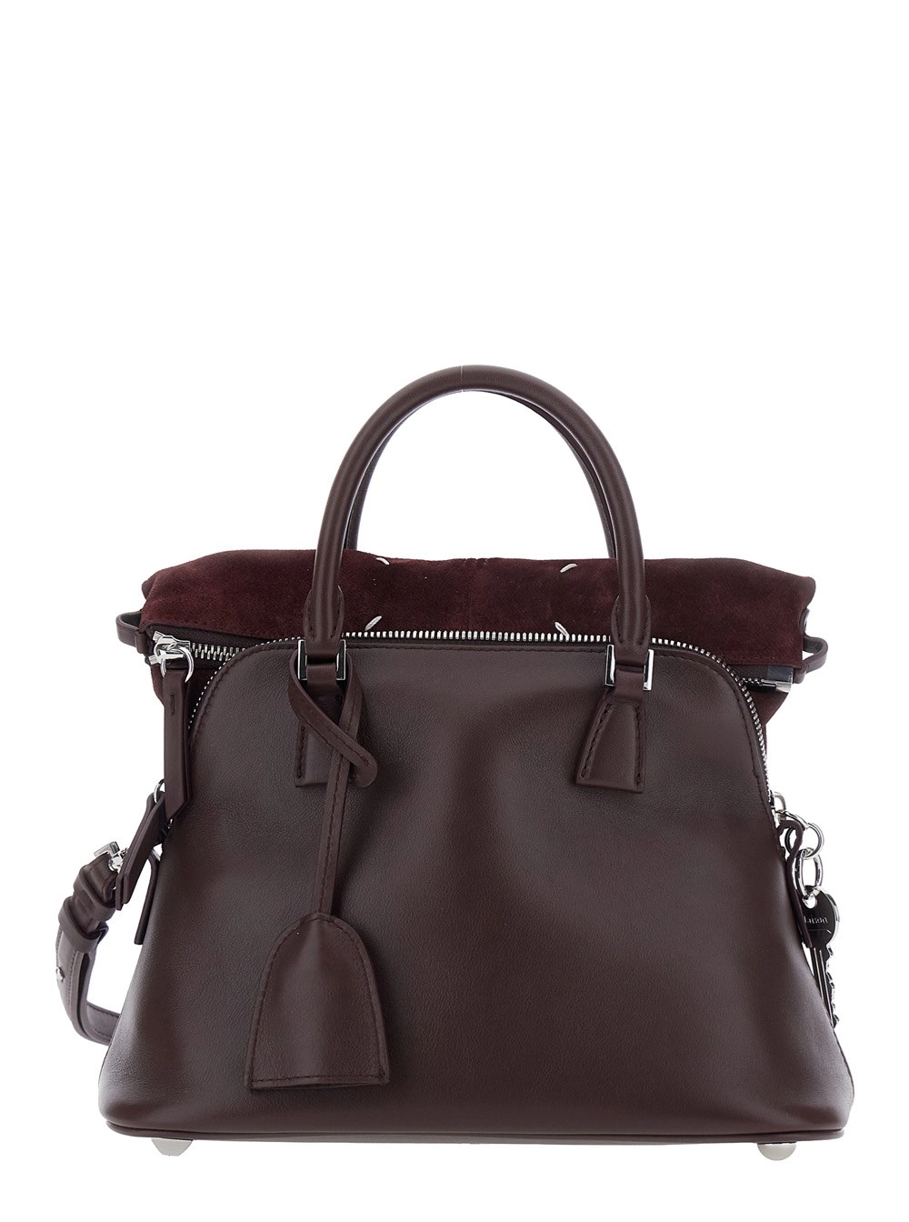 Maison Margiela Borsa a Mano con Tracolla Regolabile e Removibile in Pelle Bordeaux Donna