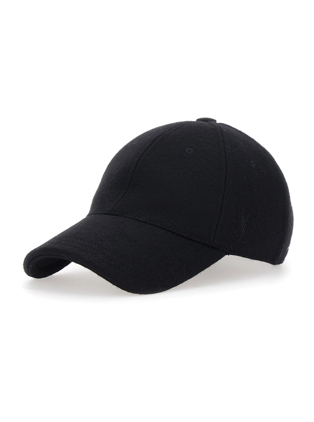 Saint Laurent Cappello da Baseball con Ricamo Cassandre in Lana Nero Uomo