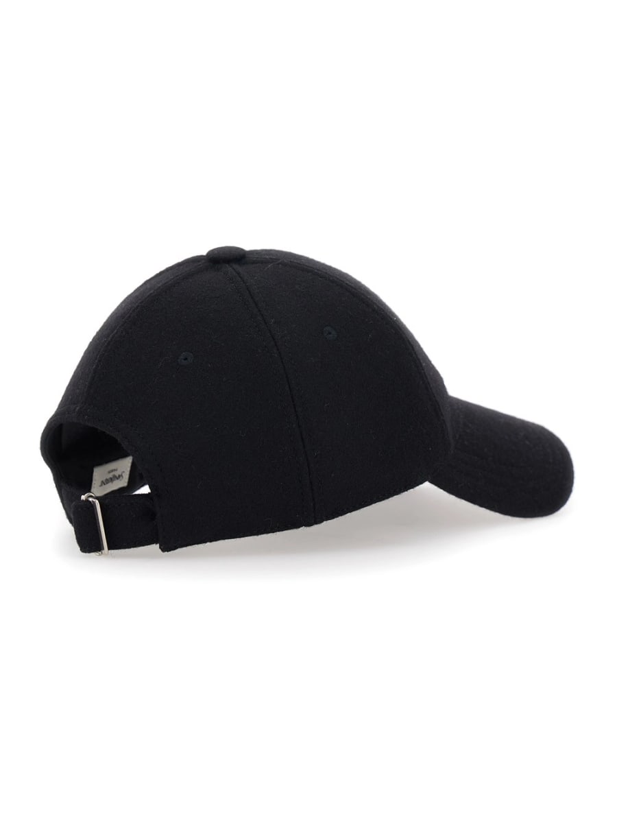 Saint Laurent Cappello da Baseball con Ricamo Cassandre in Lana Nero Uomo, view 2