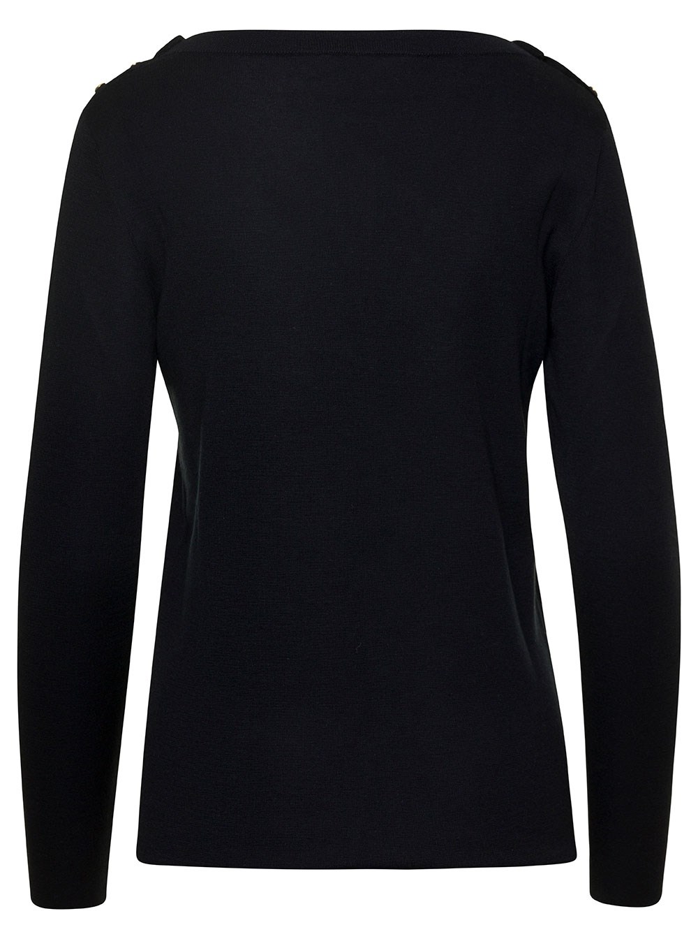 Gucci Pullover Scollo a Barca con Bottoni Loggati Nero in Cashmere Donna, view 2