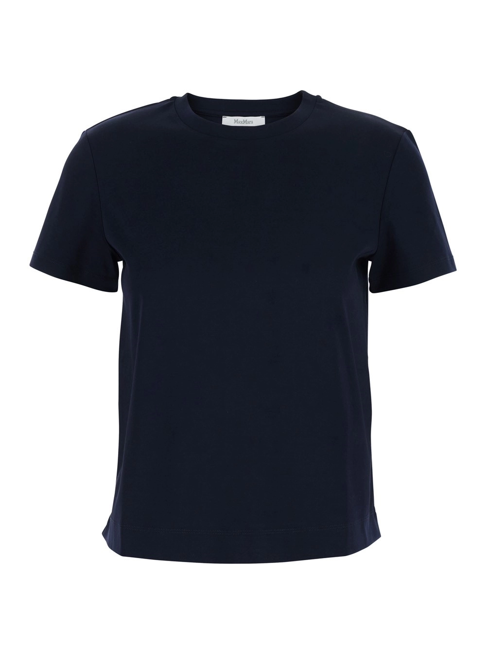 Max Mara Pure T-Shirt 'Donata' con Logo Ricamato sul Retro in Cotone Blu Scura Donna
