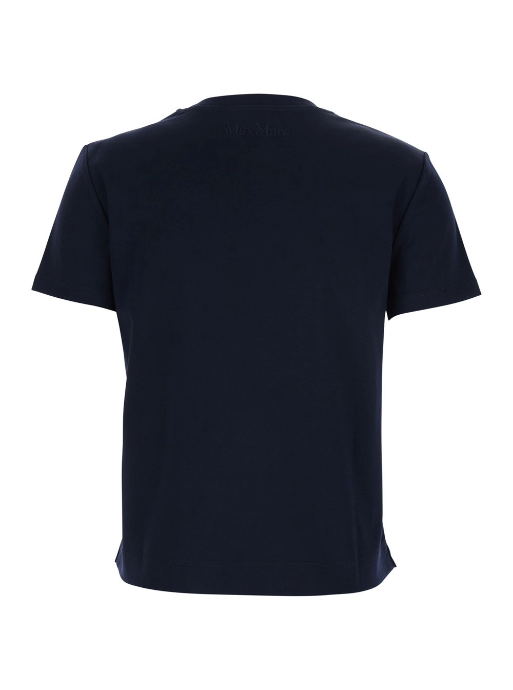 Max Mara Pure T-Shirt 'Donata' con Logo Ricamato sul Retro in Cotone Blu Scura Donna, view 2