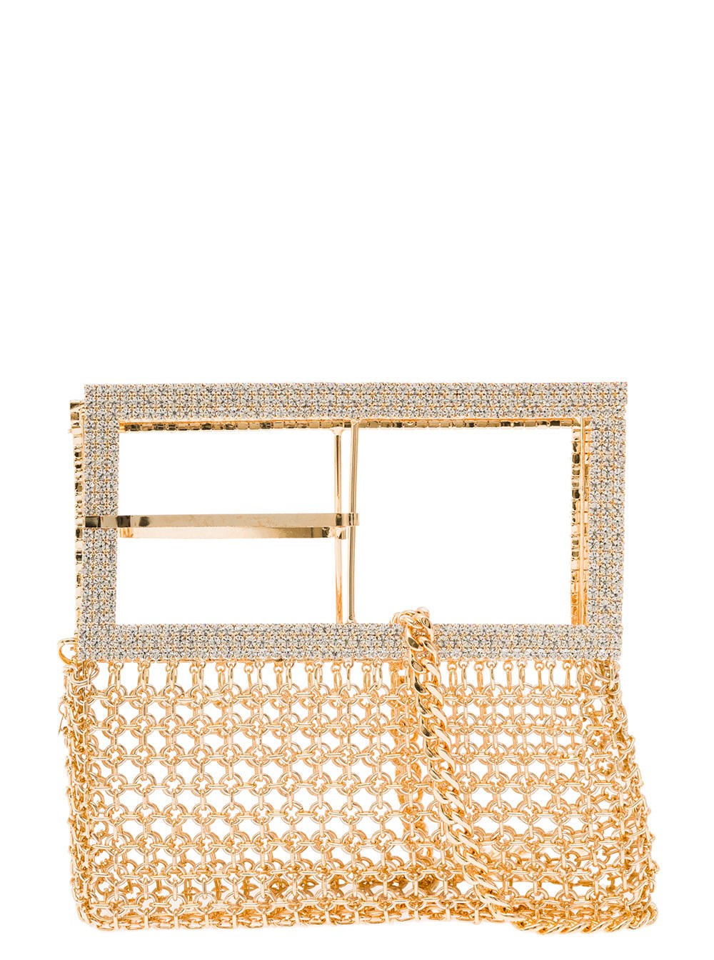 Silvia gnecchi Borsa a Spalla 'Downtown Bag' con Maxi Fibbia in Maglia Metallica di Ottone Color Oro Donna