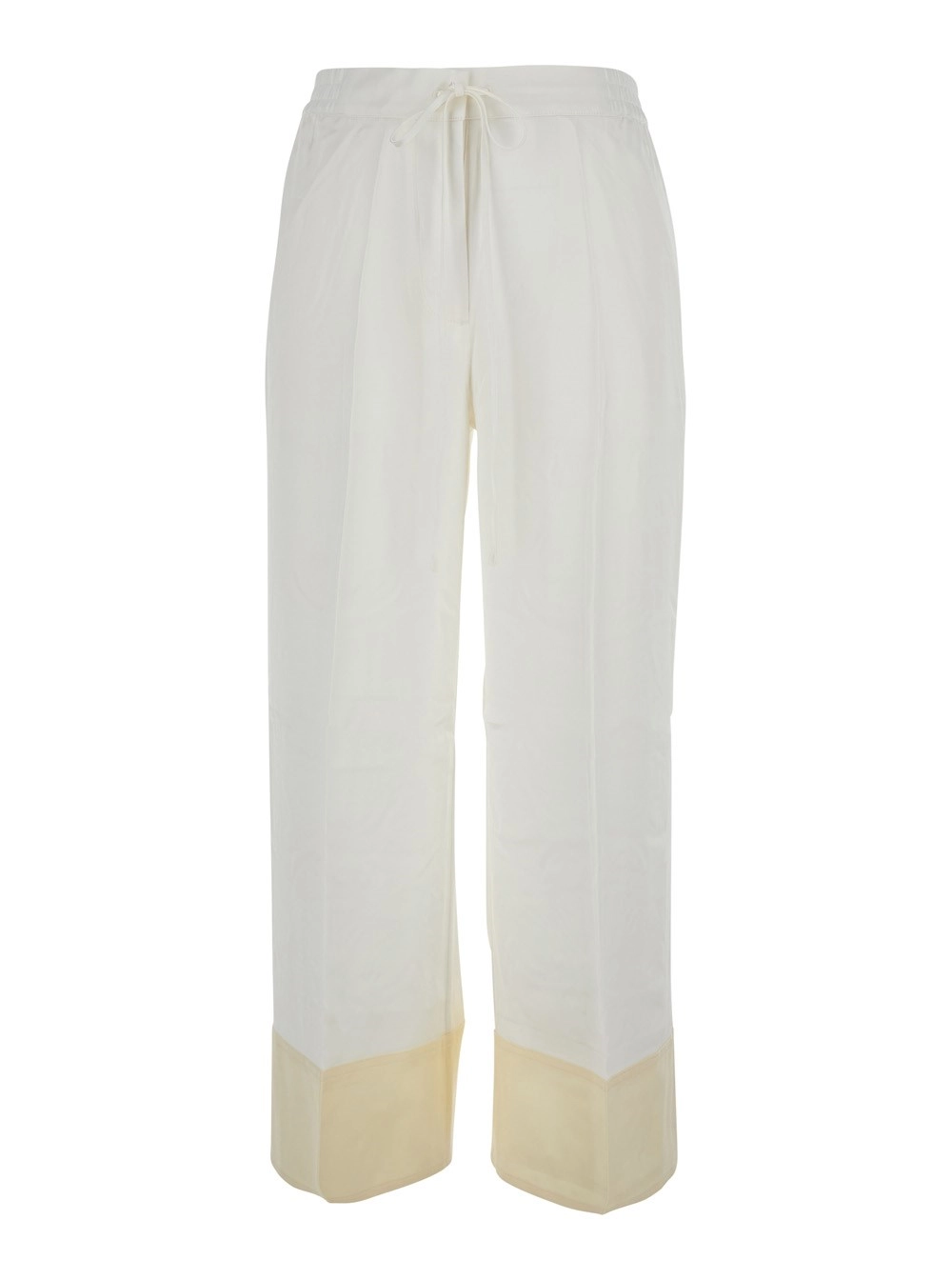 Toteme Pantaloni con vita elasticizzata e coulisse in seta bianchi donna