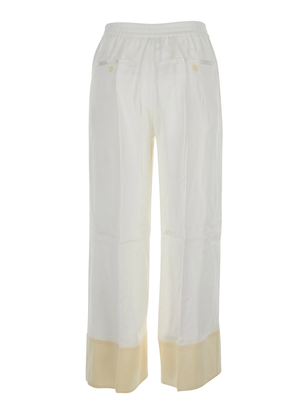 Toteme Pantaloni con vita elasticizzata e coulisse in seta bianchi donna, view 2