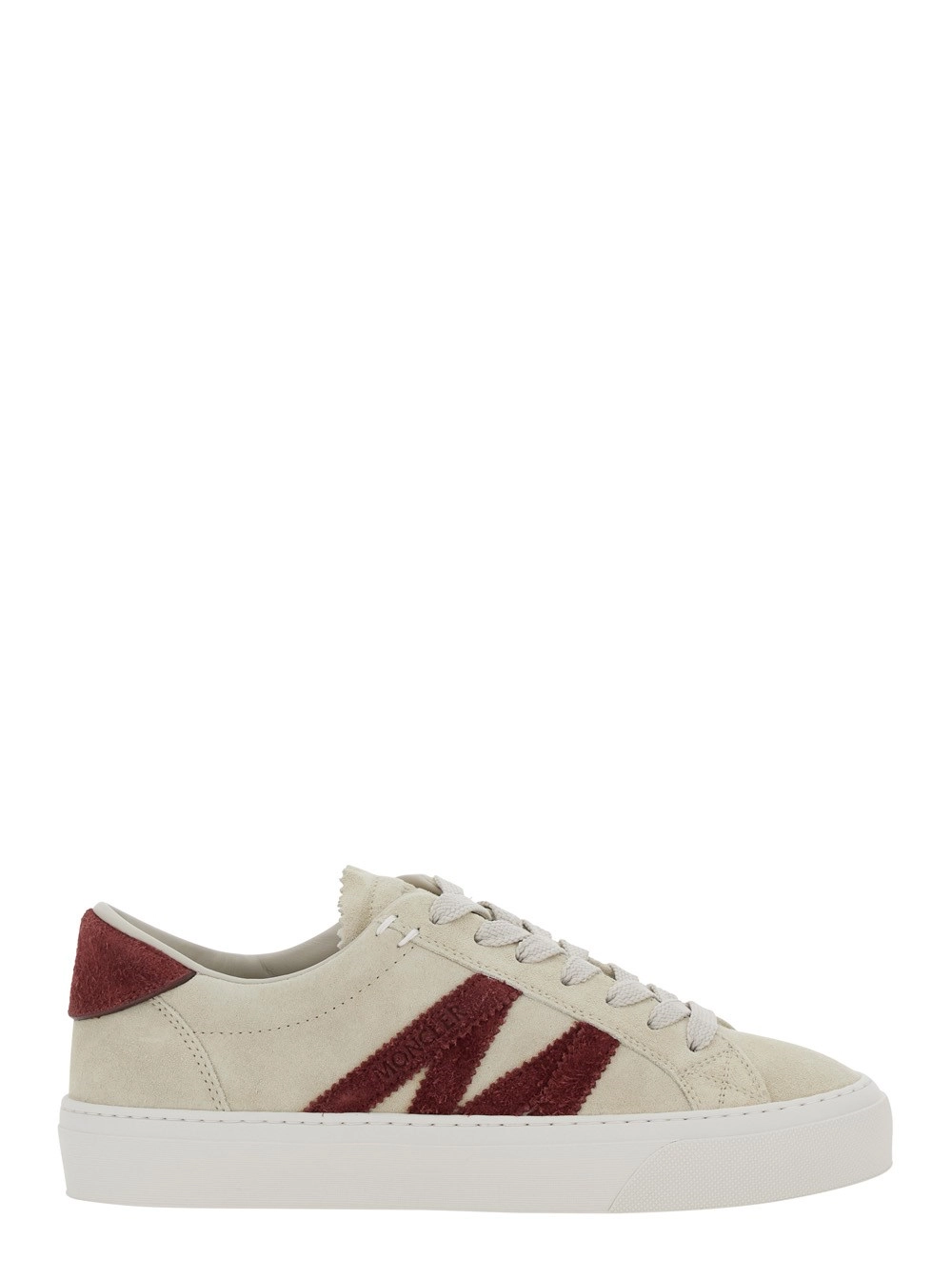 Moncler Sneaker Low Top con Dettaglio Logo sul Lato e Patch Logo sulla Linguetta in Pelle Bianca Donna
