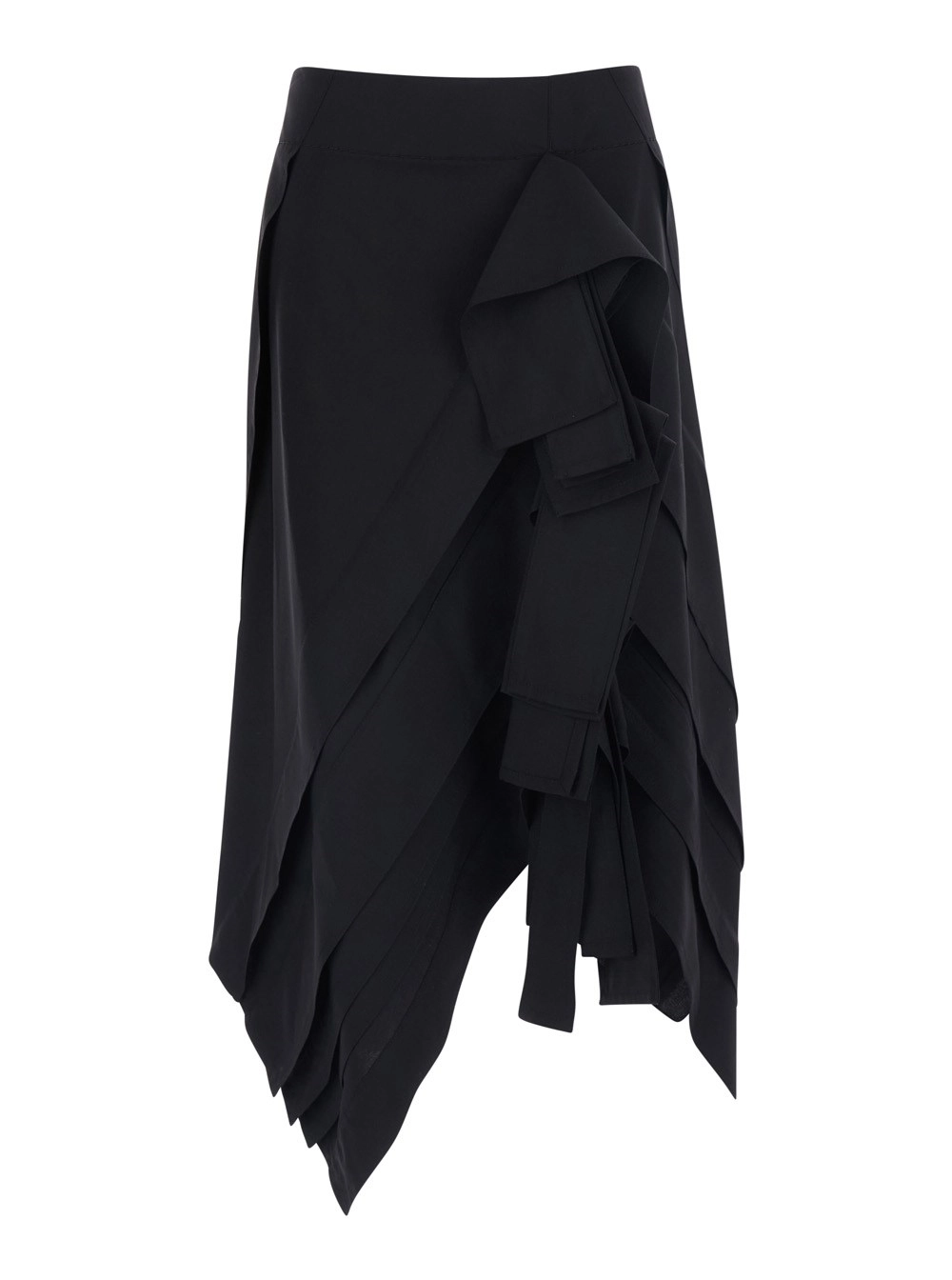 Bottega Veneta Gonna midi con ruches all-over in lana nera donna