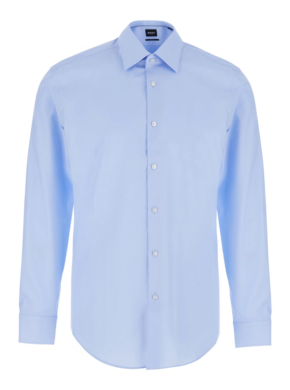 Hugo boss Camicia 'Hank' con colletto classico e orlo curvo in cotone azzurra uomo