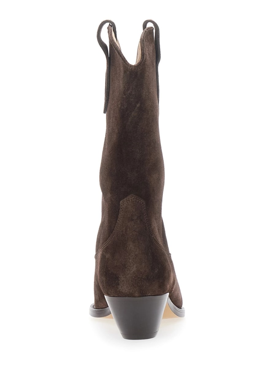 Isabel Marant Stivaletti 'Duerto' alla Caviglia con Tacco Basso Largo in Pelle Scamosciata Marroni Donna, view 4