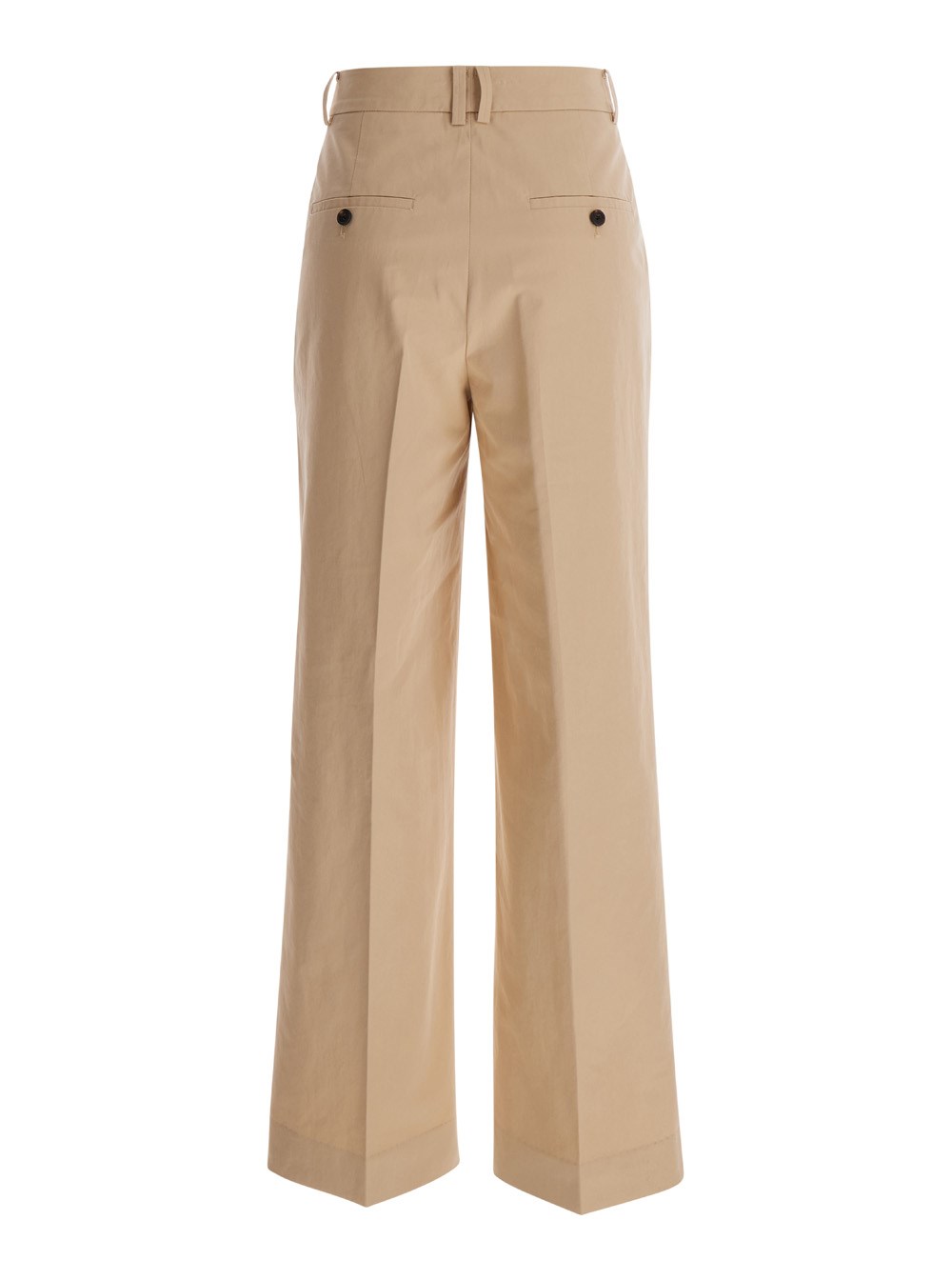 Dunst Pantaloni Sartoriali a Gamba Ampia Beige in Misto Cotone Donna, view 2