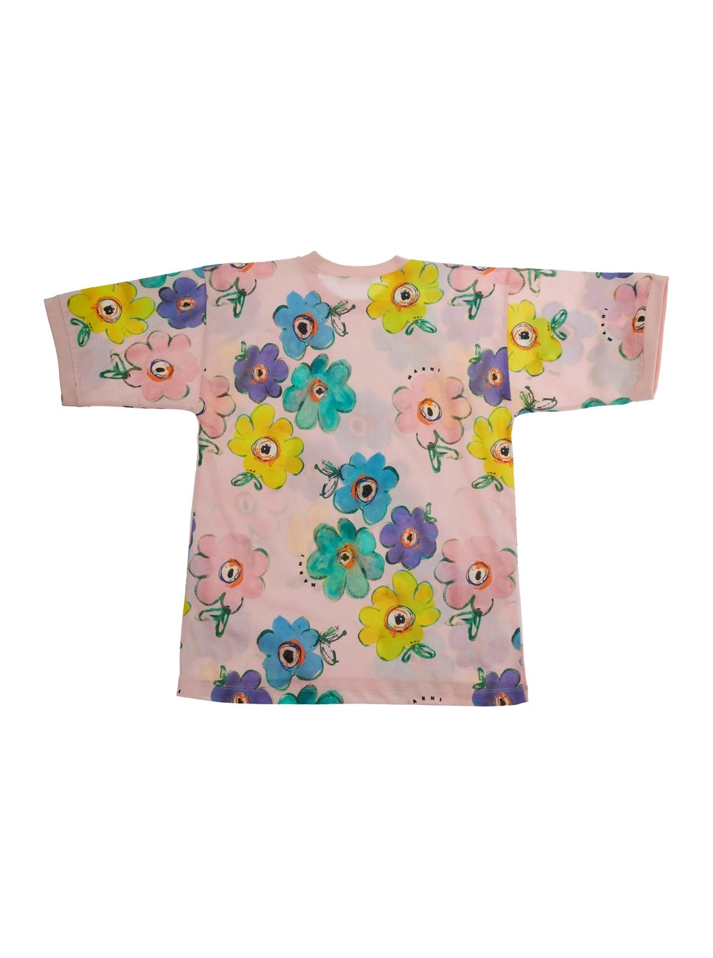 Marni kids Abito girocollo con motivo floreale all-over in cotone e multicolor bambina, view 2