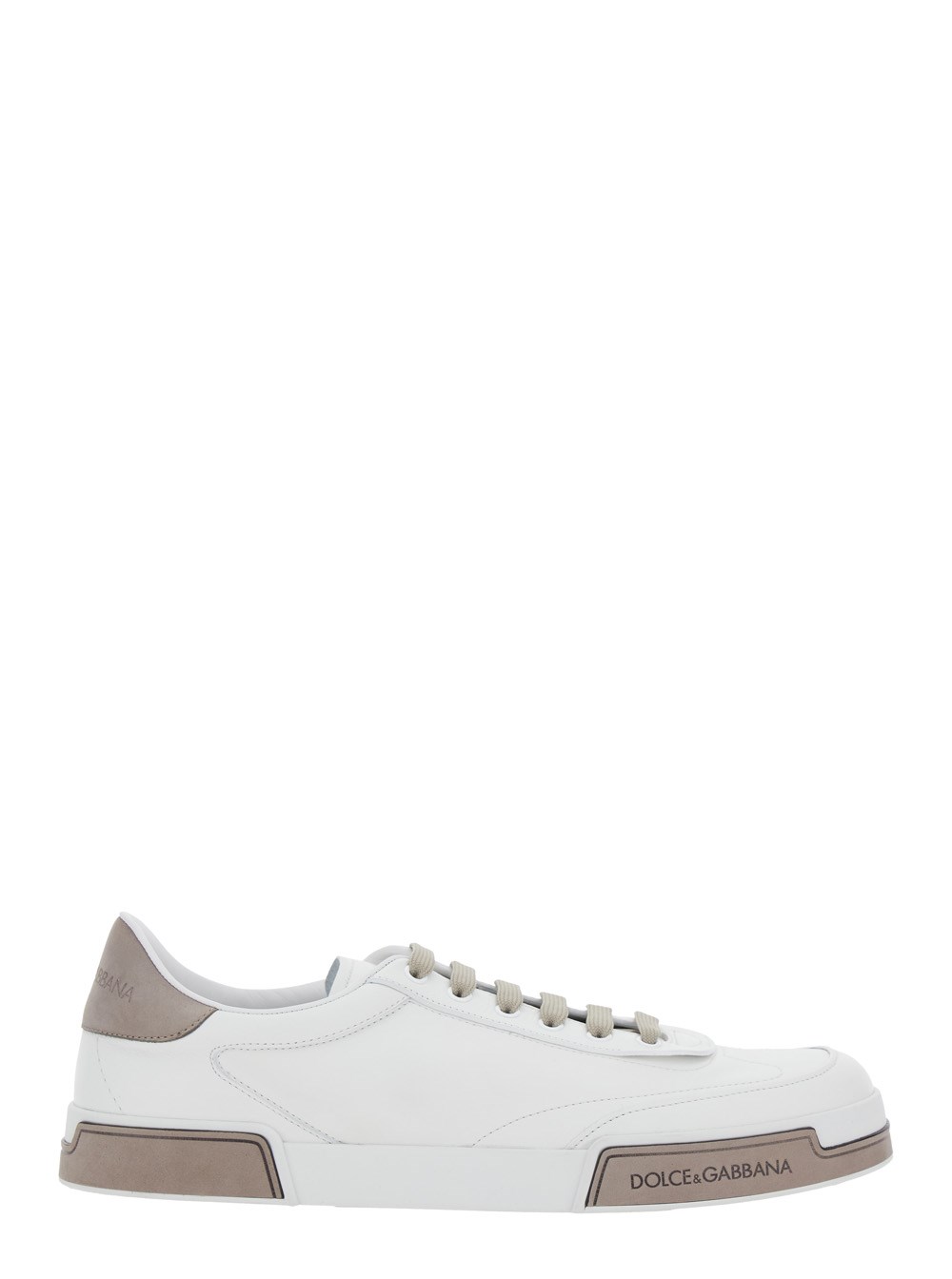 Dolce & Gabbana Sneaker 'Portofino' con Logo Impresso sulla Suola in Pelle Bianche Uomo