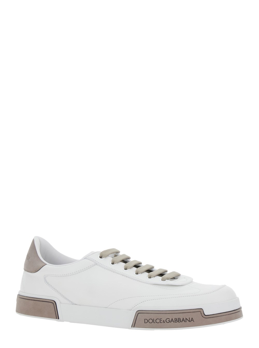 Dolce & Gabbana Sneaker 'Portofino' con Logo Impresso sulla Suola in Pelle Bianche Uomo, view 2