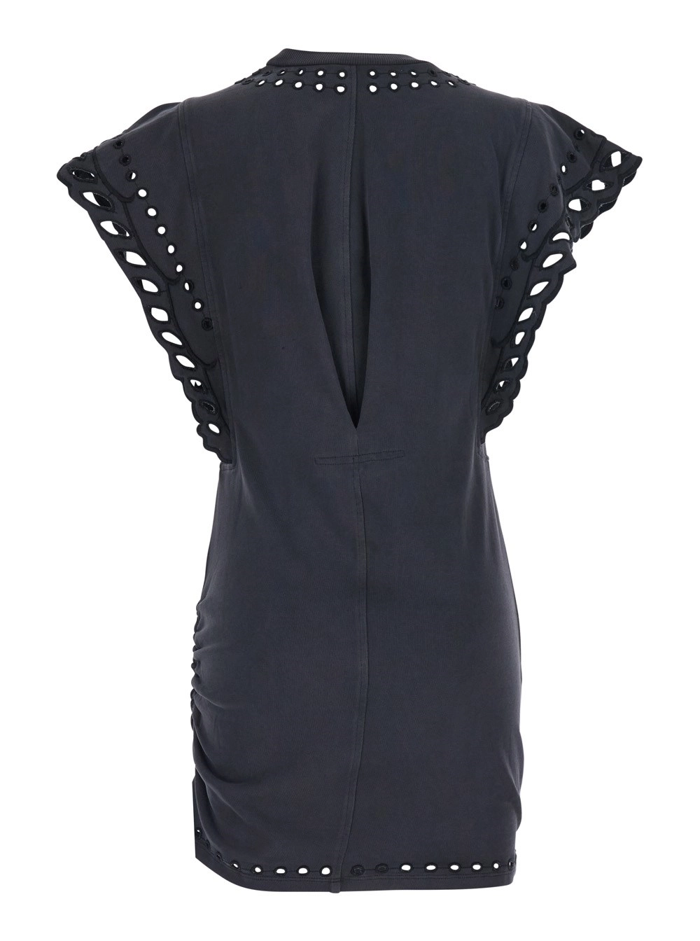 Marant etoile Abito 'Orlane' con Scollo Rotondo e Dettagli Sangallo in Cotone Nero Donna, view 2