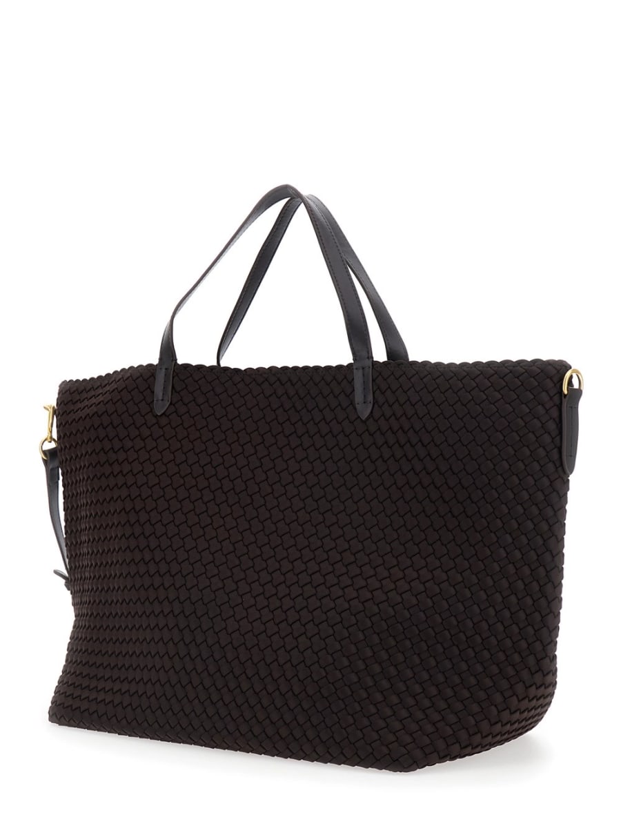 Naghedi Borsa Shopping 'Geneva' con Tracolla Regolabile e Removibile e Motivo Intrecciato in Ecopelle Marrone Donna, view 2