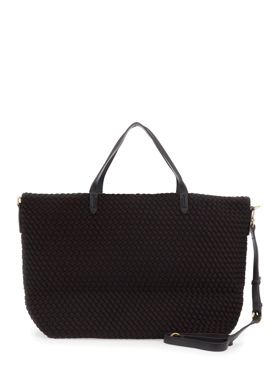 Naghedi Borsa Shopping 'Geneva' con Tracolla Regolabile e Removibile e Motivo Intrecciato in Ecopelle Marrone Donna, view 4