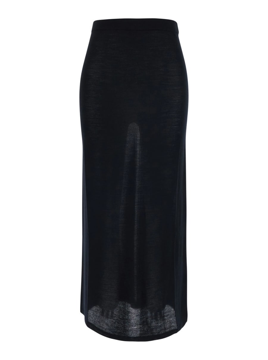 Semicouture Gonna 'ANGIE' con vita elasticizzata in lana vergine nera donna