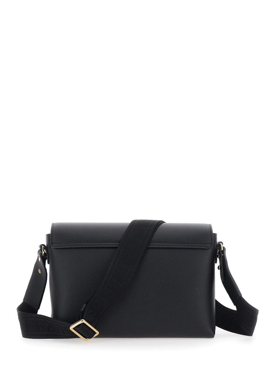 Burberry Borsa a tracolla 'Note' con Tracolla Regolabile con Logo Lettering e Dettaglio Check sul Fronte in Pelle Nera Donna, view 4