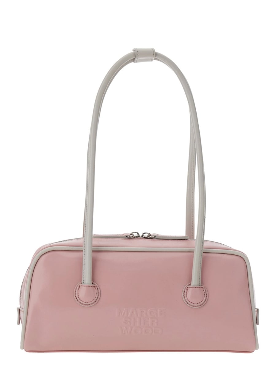 Margesherwood Borsa a Spalla 'Baguette' con Logo Lettering sul Fronte in Pelle Rosa Donna