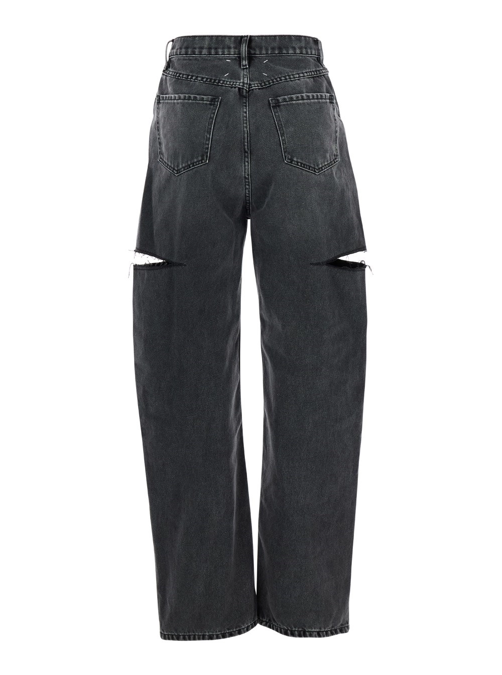 Maison Margiela Jeans a Cinque Tasche con Strappi in Denim di Cotone Nero Donna, view 2