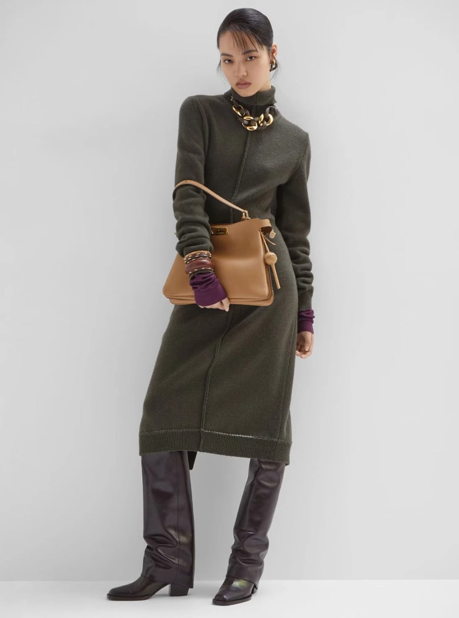 Fendi Borsa a Mano 'Peekaboo Soft' Media con Manico Regolabile e Removibile e Chiusura a Girello su Emtrambi i Lati in Pelle Beige Donna, view 6