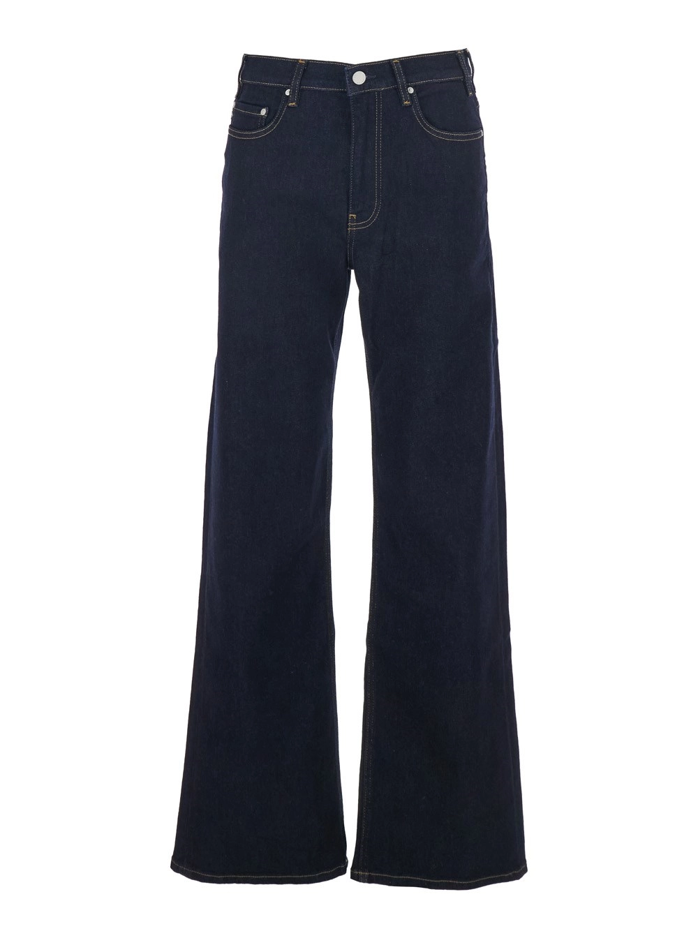 Ag jeans Jeans con Gamba Ampia e Patch Logo sul Retro in Denim Blu Donna